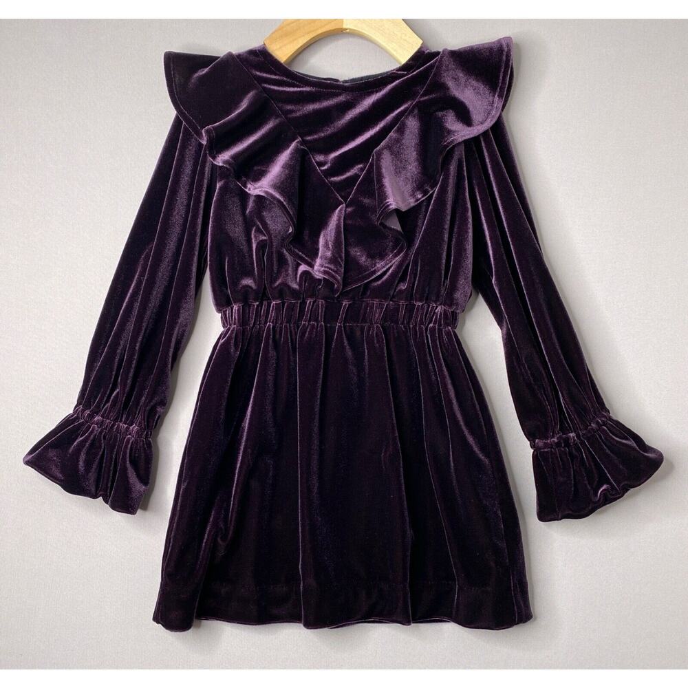 Nueces Plum Purple Velvet Ruffle Party Dress Girls 4 Yrs